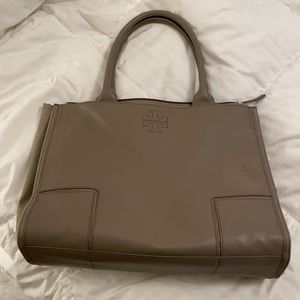 Tory Burch tote bag, mushroom colored.
